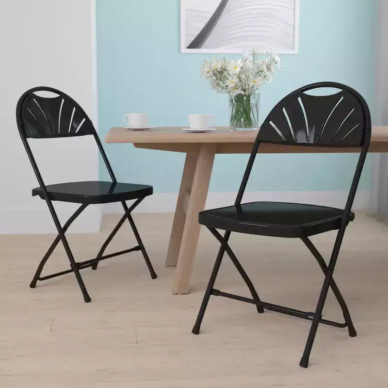 Emma et Oliver Lot de 2 Chaises Pliantes en Plastique avec Dossier à Lattes pour Mariage, Fête, Événement, Maison, Bureau