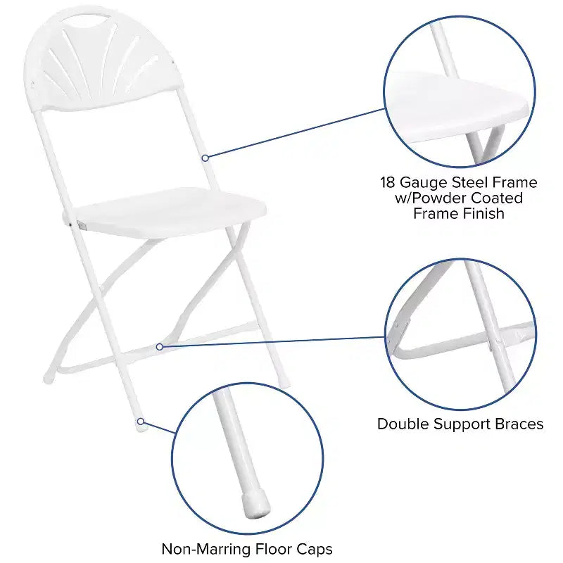 Emma et Oliver Lot de 2 Chaises Pliantes en Plastique avec Dossier à Lattes pour Mariage, Fête, Événement, Maison, Bureau