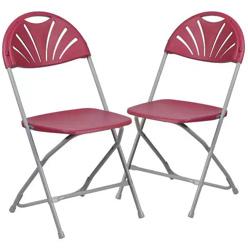 Emma et Oliver Lot de 2 Chaises Pliantes en Plastique avec Dossier à Lattes pour Mariage, Fête, Événement, Maison, Bureau
