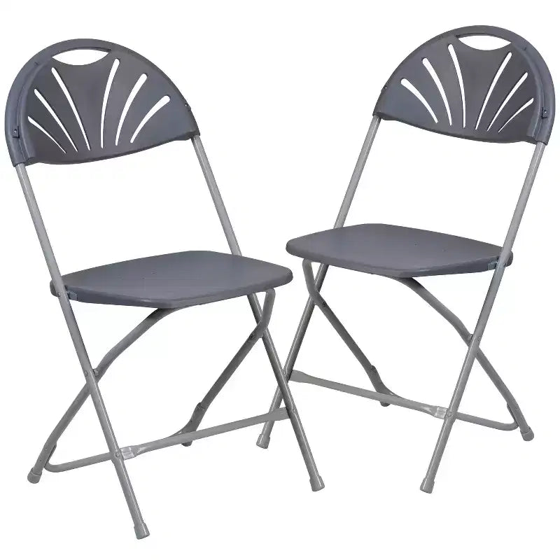 Emma et Oliver Lot de 2 Chaises Pliantes en Plastique avec Dossier à Lattes pour Mariage, Fête, Événement, Maison, Bureau