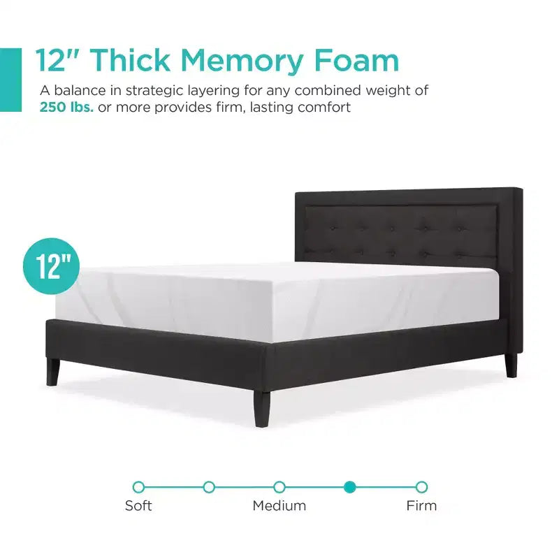 Matelas en mousse à mémoire de forme Best Choice Products 12 po, 2 couches, charbon de bois infusé au gel et thé vert, fermeté moyenne