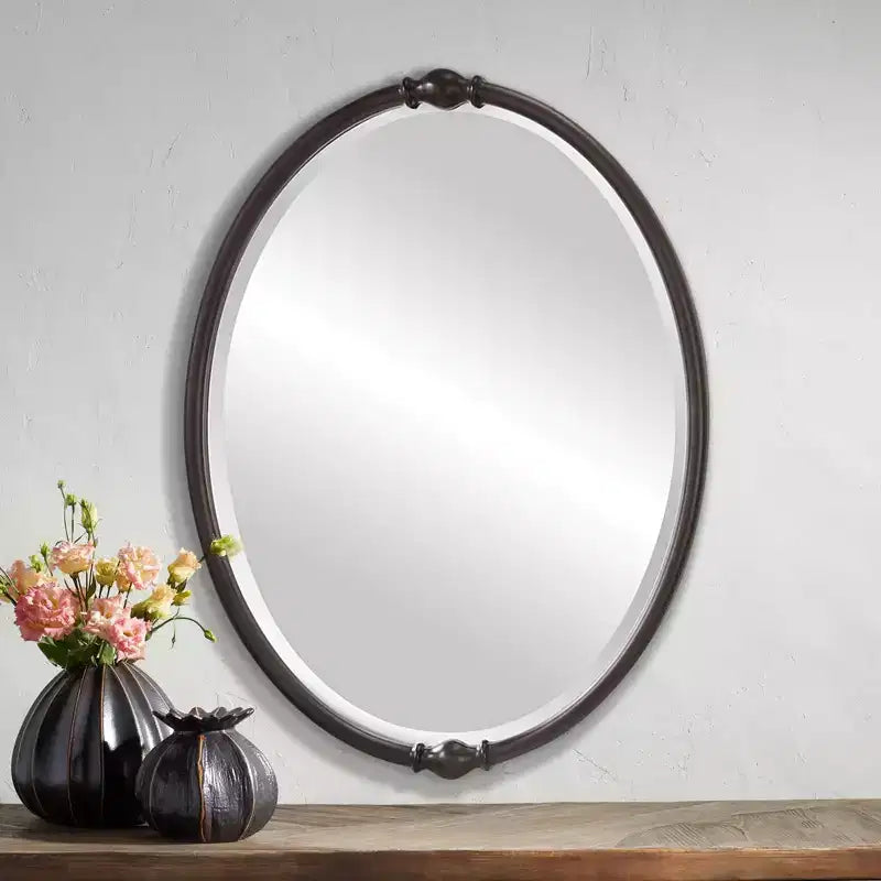 Miroir mural ovale Generation Lighting Dannis 32 3/4 bronze frotté à l'huile