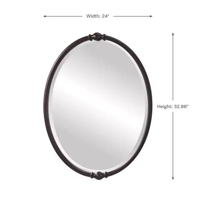 Miroir mural ovale Generation Lighting Dannis 32 3/4 bronze frotté à l'huile