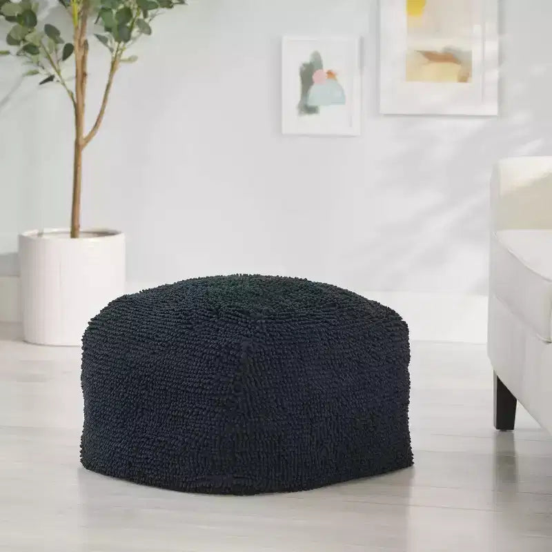 Pouf rond Moloney en chenille microfibre moderne - Christopher Knight Home