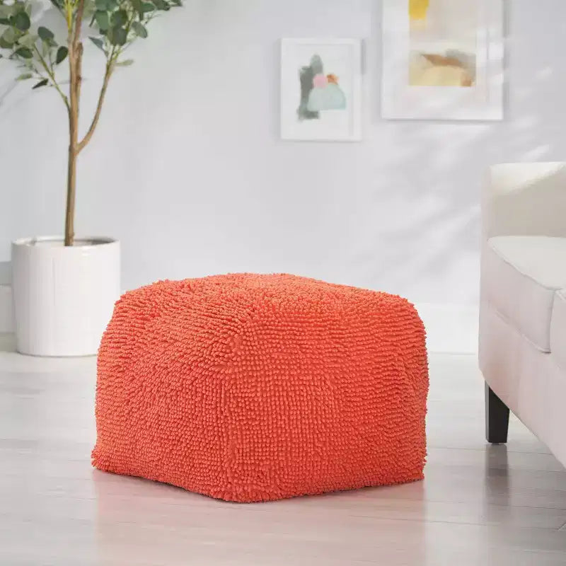 Pouf rond Moloney en chenille microfibre moderne - Christopher Knight Home