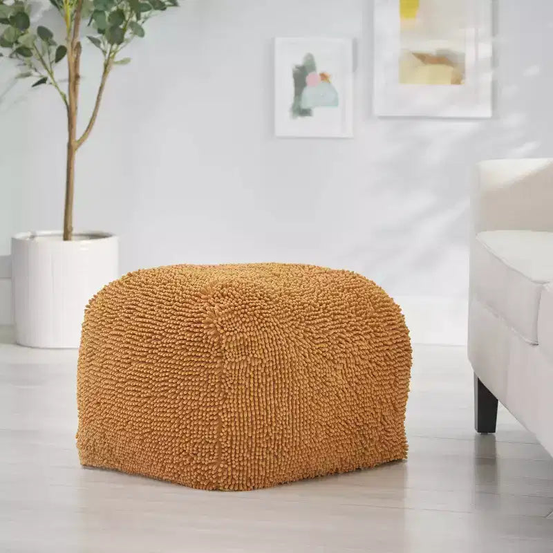 Pouf rond Moloney en chenille microfibre moderne - Christopher Knight Home