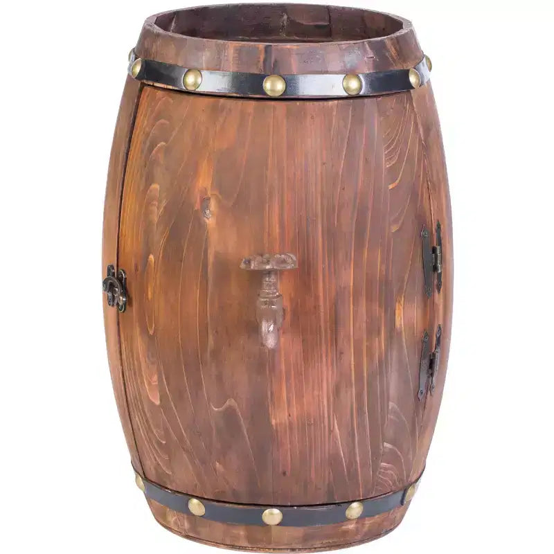 Présentoir à vin décoratif vintage en forme de tonneau en bois Vintiquewise
