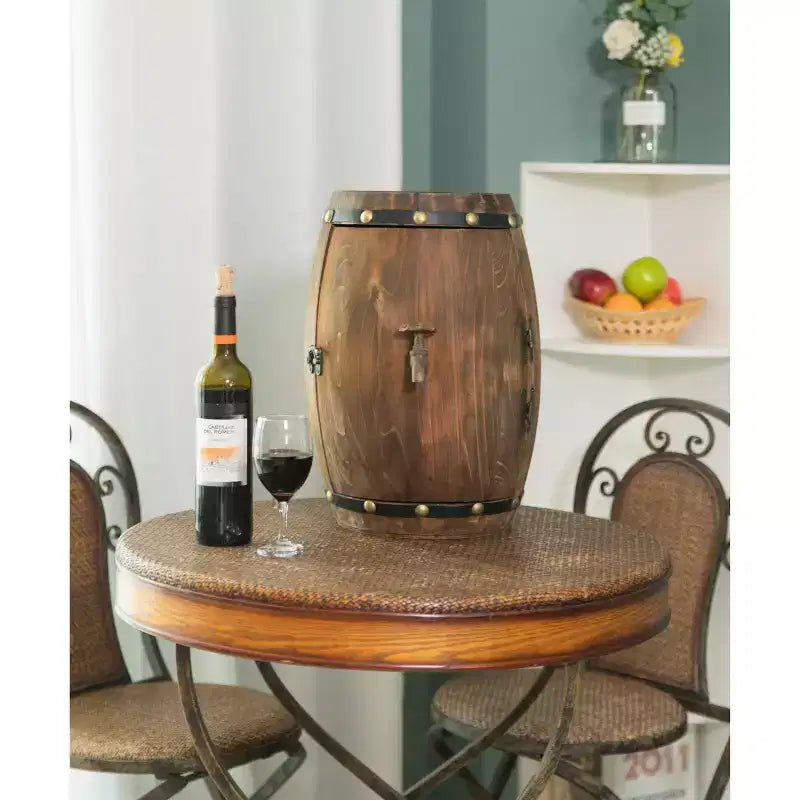 Présentoir à vin décoratif vintage en forme de tonneau en bois Vintiquewise