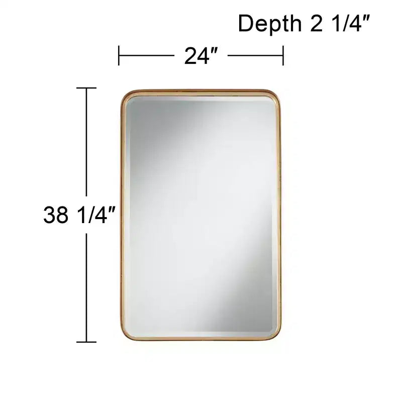 Miroir mural décoratif rectangulaire Uttermost Andi avec cadre en fer doré et verre biseauté, 61 cm de large, pour salle de bain, chambre, salon, maison
