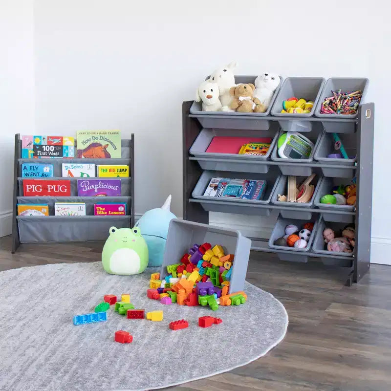 Organisateur de rangement pour jouets Sumatra avec bacs de rangement Espresso/Gris - Humble Crew