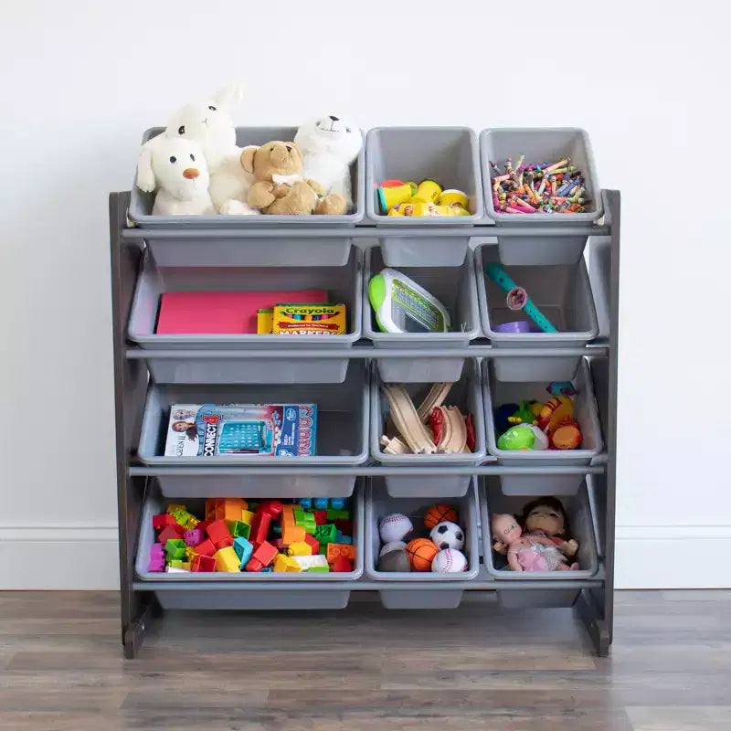 Organisateur de rangement pour jouets Sumatra avec bacs de rangement Espresso/Gris - Humble Crew