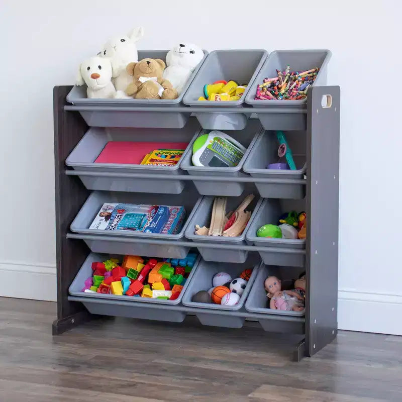 Organisateur de rangement pour jouets Sumatra avec bacs de rangement Espresso/Gris - Humble Crew