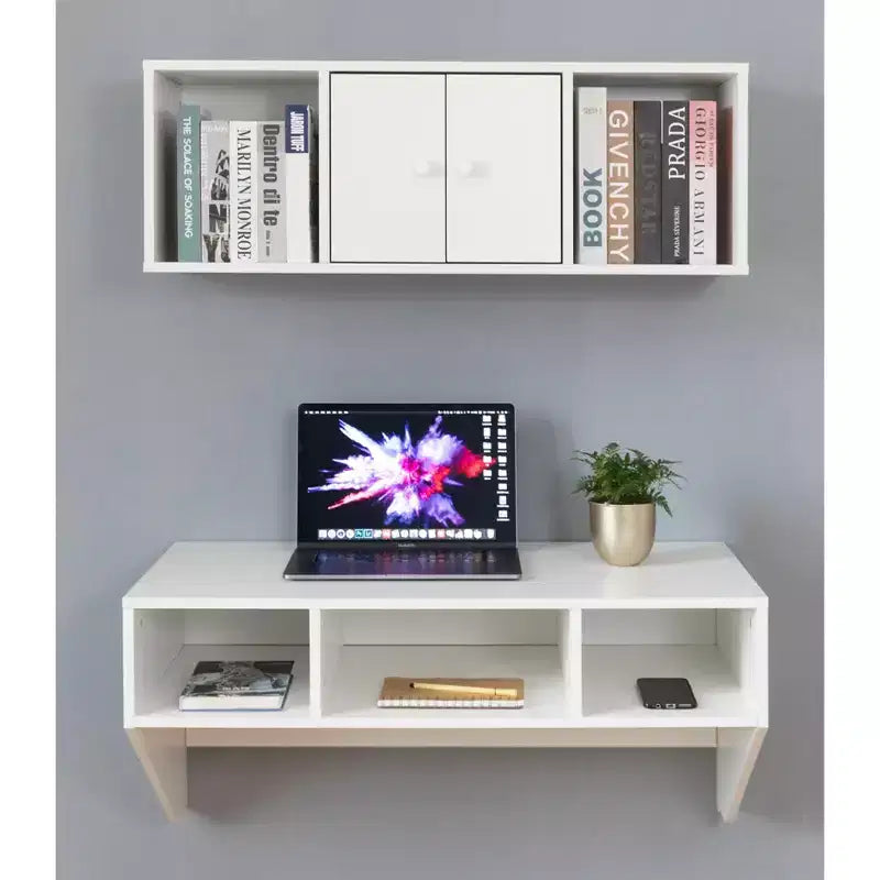 Bureau d'ordinateur mural Basicwise et étagère flottante