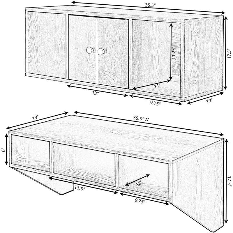 Bureau d'ordinateur mural Basicwise et étagère flottante