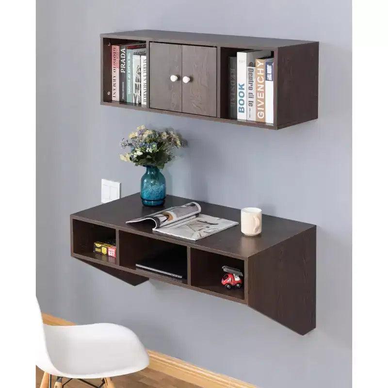 Bureau d'ordinateur mural Basicwise et étagère flottante
