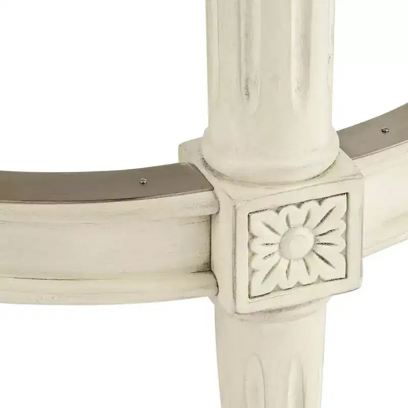 55 Downing Street Oliver Wood Tabouret de Bar Pivotant Blanc Vieilli 30 1/2 po de Haut Coussin Rond Traditionnel Gris avec Repose-pieds pour Comptoir de Cuisine