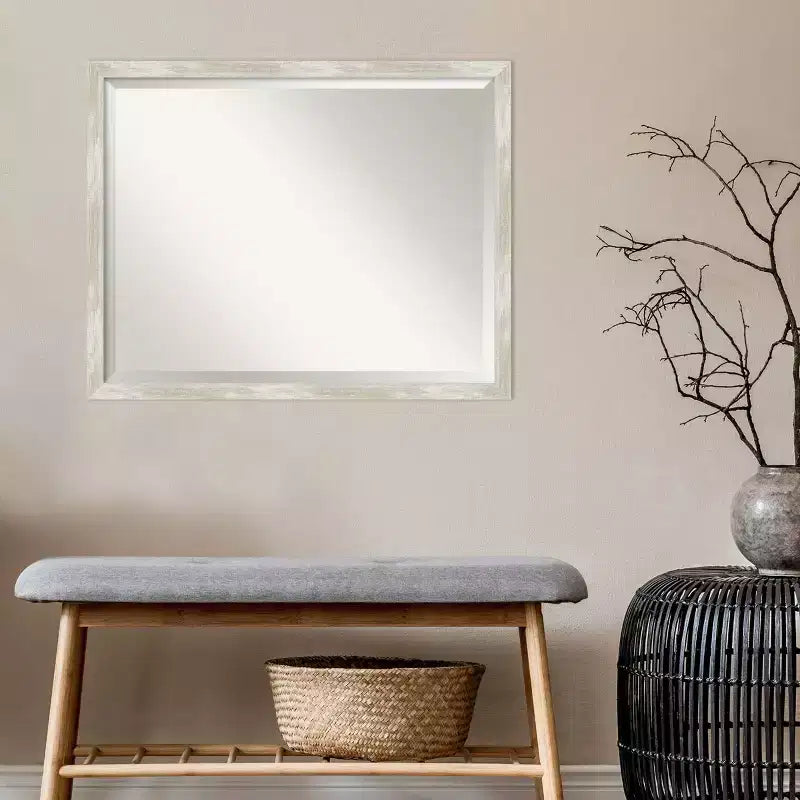Miroir mural de salle de bain à cadre fin métallisé craquelé - Amanti Art