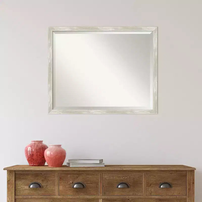 Miroir mural de salle de bain à cadre fin métallisé craquelé - Amanti Art