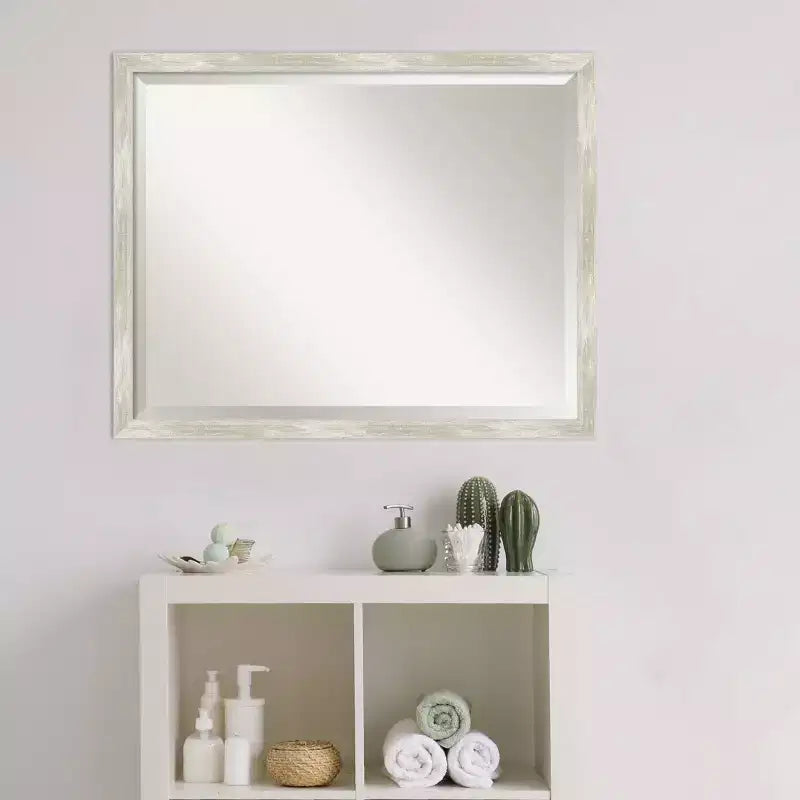 Miroir mural de salle de bain à cadre fin métallisé craquelé - Amanti Art