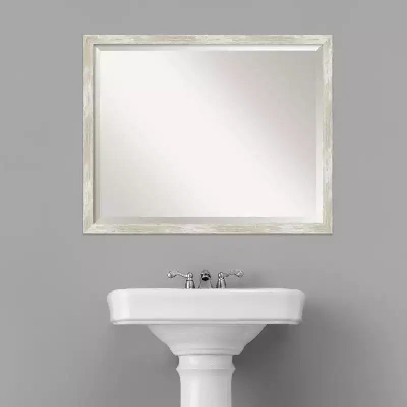 Miroir mural de salle de bain à cadre fin métallisé craquelé - Amanti Art
