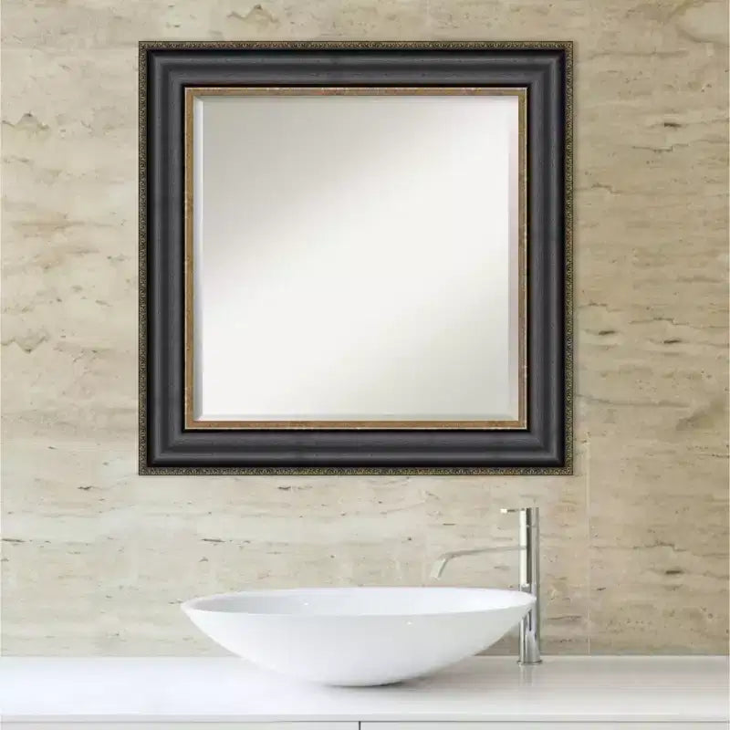 Miroir mural de salle de bain à cadre en bronze Thomas, noir – Amanti Art