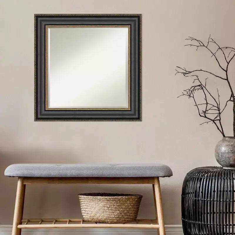 Miroir mural de salle de bain à cadre en bronze Thomas, noir – Amanti Art
