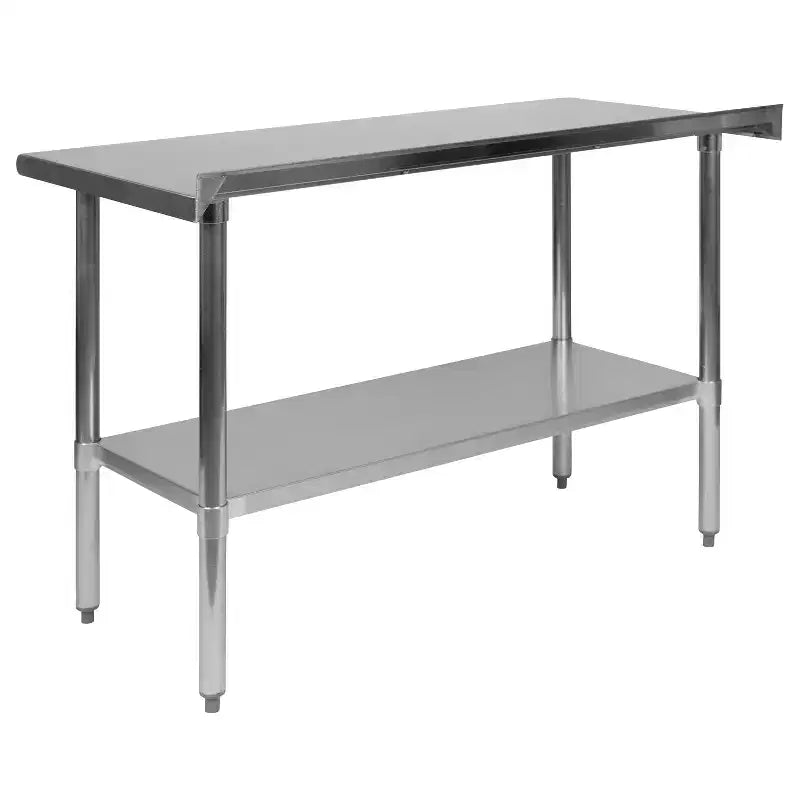 Table de préparation et de travail Emma and Oliver en acier inoxydable de calibre 18 avec dosseret et étagère, conforme aux normes NSF