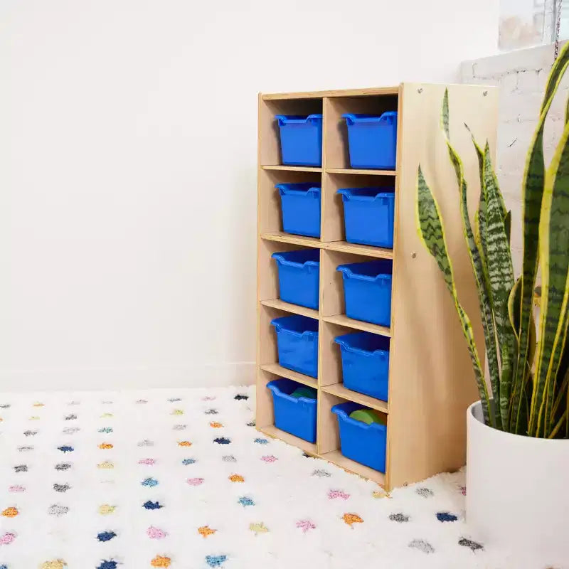 Meuble de rangement pour enfant ECR4Kids Streamline avec 10 casiers et 10 bacs de rangement, format 5x2