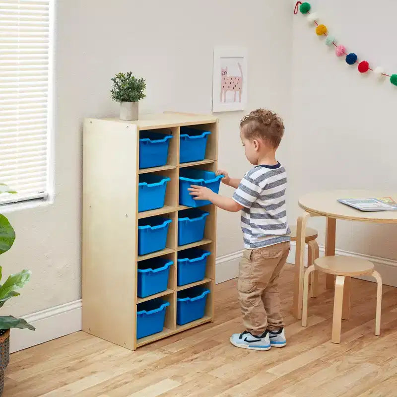 Meuble de rangement pour enfant ECR4Kids Streamline avec 10 casiers et 10 bacs de rangement, format 5x2