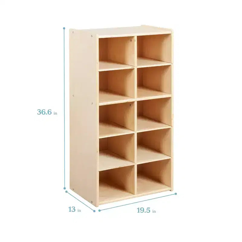 Meuble de rangement pour enfant ECR4Kids Streamline avec 10 casiers et 10 bacs de rangement, format 5x2