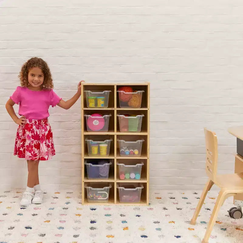 Meuble de rangement pour enfant ECR4Kids Streamline avec 10 casiers et 10 bacs de rangement, format 5x2