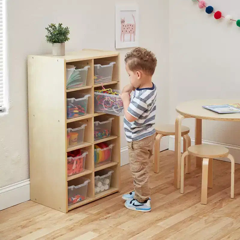 Meuble de rangement pour enfant ECR4Kids Streamline avec 10 casiers et 10 bacs de rangement, format 5x2