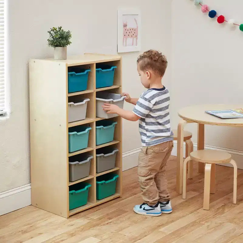 Meuble de rangement pour enfant ECR4Kids Streamline avec 10 casiers et 10 bacs de rangement, format 5x2