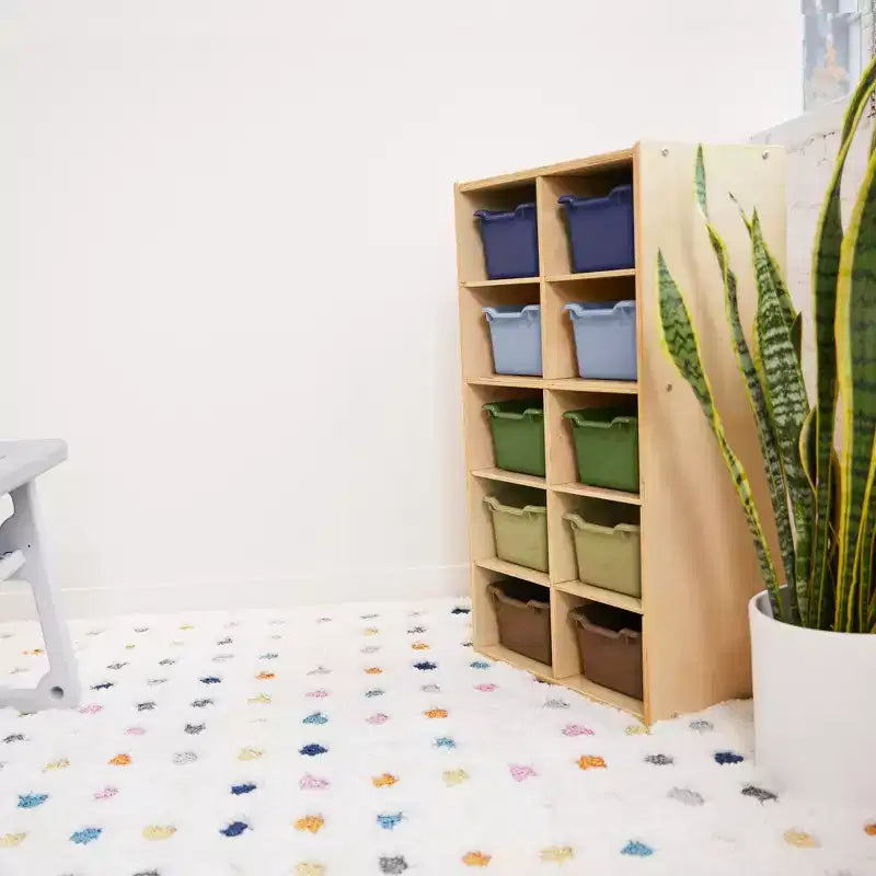 Meuble de rangement pour enfant ECR4Kids Streamline avec 10 casiers et 10 bacs de rangement, format 5x2