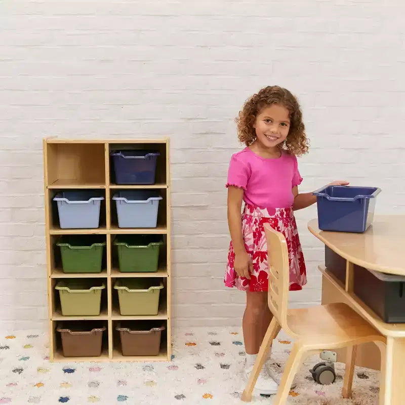 Meuble de rangement pour enfant ECR4Kids Streamline avec 10 casiers et 10 bacs de rangement, format 5x2