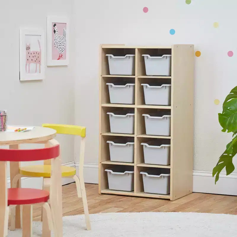 Meuble de rangement pour enfant ECR4Kids Streamline avec 10 casiers et 10 bacs de rangement, format 5x2