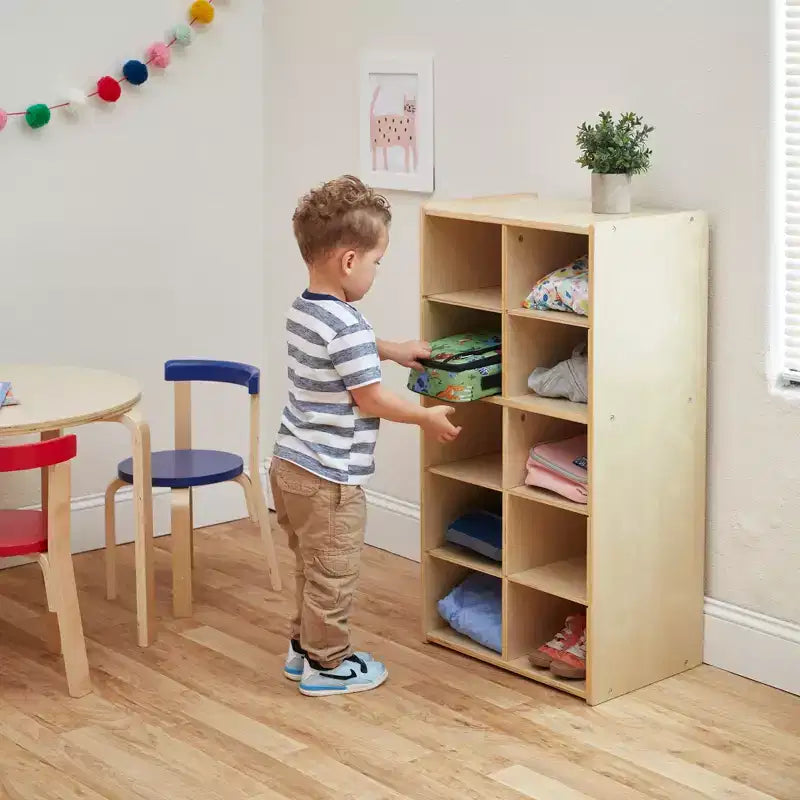 Meuble de rangement pour enfant ECR4Kids Streamline avec 10 casiers et 10 bacs de rangement, format 5x2