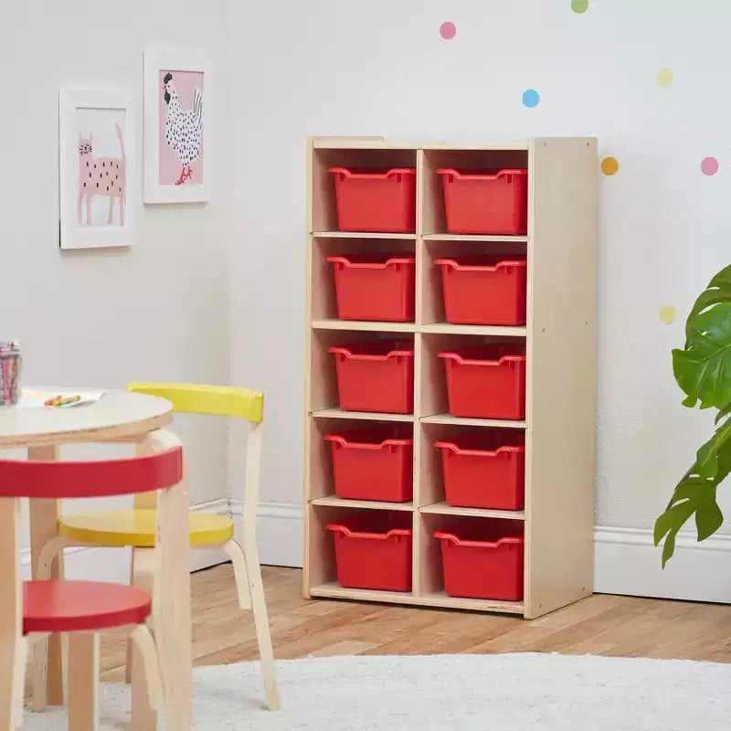 Meuble de rangement pour enfant ECR4Kids Streamline avec 10 casiers et 10 bacs de rangement, format 5x2