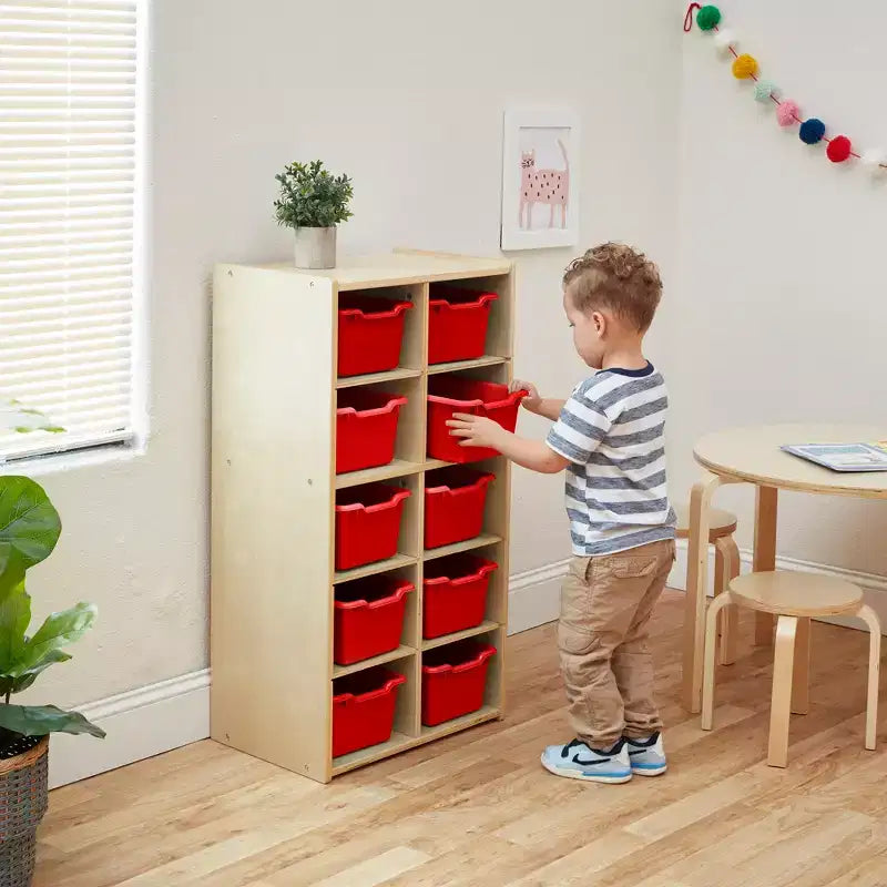 Meuble de rangement pour enfant ECR4Kids Streamline avec 10 casiers et 10 bacs de rangement, format 5x2