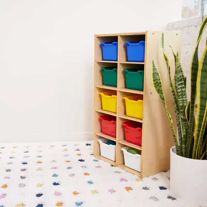 Meuble de rangement pour enfant ECR4Kids Streamline avec 10 casiers et 10 bacs de rangement, format 5x2