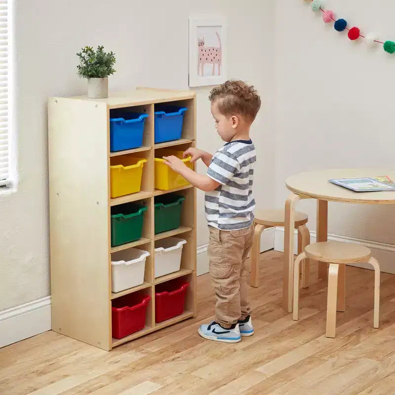 Meuble de rangement pour enfant ECR4Kids Streamline avec 10 casiers et 10 bacs de rangement, format 5x2