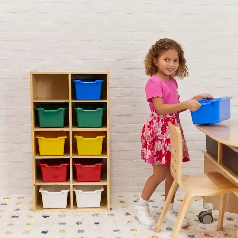 Meuble de rangement pour enfant ECR4Kids Streamline avec 10 casiers et 10 bacs de rangement, format 5x2