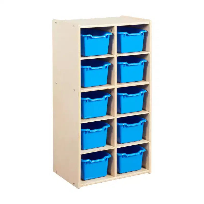 Meuble de rangement pour enfant ECR4Kids Streamline avec 10 casiers et 10 bacs de rangement, format 5x2