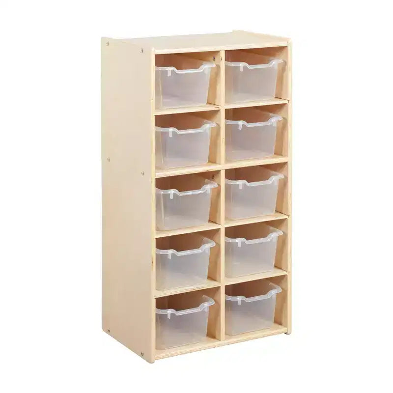Meuble de rangement pour enfant ECR4Kids Streamline avec 10 casiers et 10 bacs de rangement, format 5x2