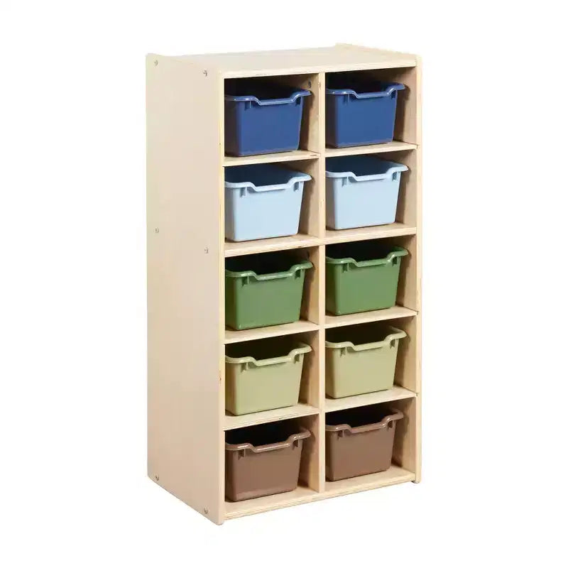 Meuble de rangement pour enfant ECR4Kids Streamline avec 10 casiers et 10 bacs de rangement, format 5x2
