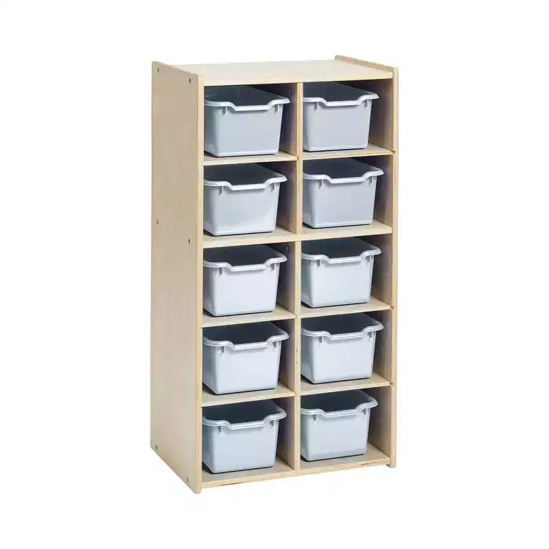 Meuble de rangement pour enfant ECR4Kids Streamline avec 10 casiers et 10 bacs de rangement, format 5x2