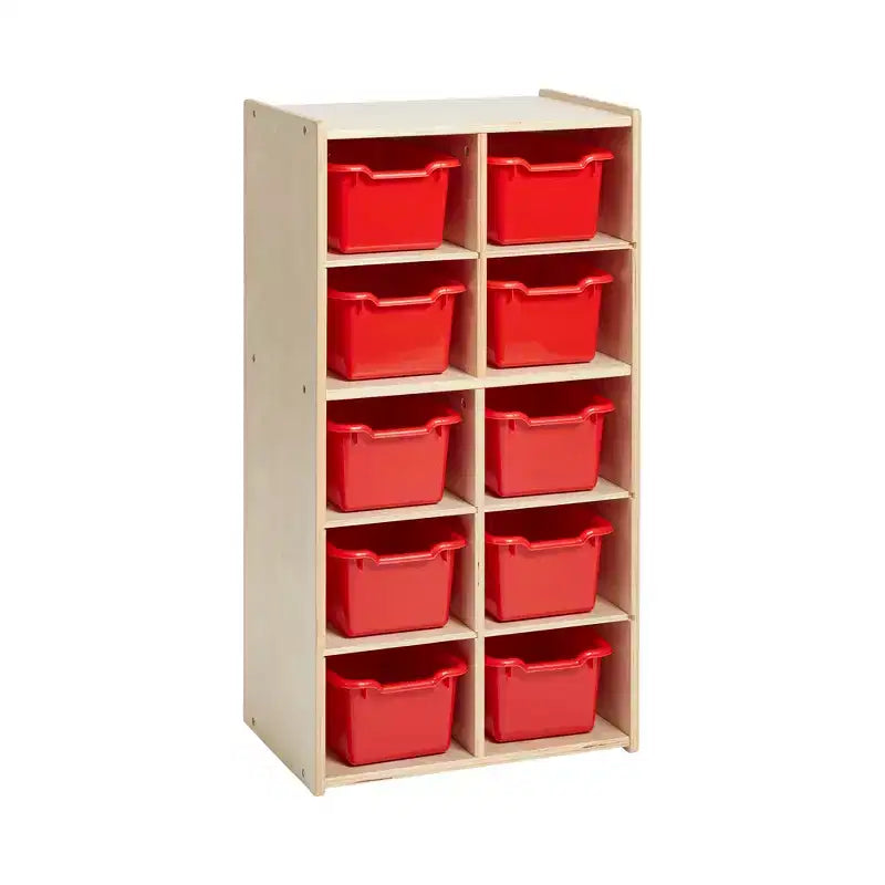 Meuble de rangement pour enfant ECR4Kids Streamline avec 10 casiers et 10 bacs de rangement, format 5x2