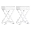 Costway 2 PCS Nightstand X-Shape Drawer Accent side End Table Modern Home Furniture White