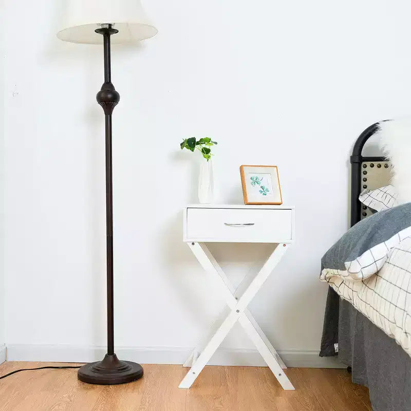 Costway 2 Tables de Chevet X-Shape Tiroir Table d'Appoint Meuble Maison Moderne Blanc