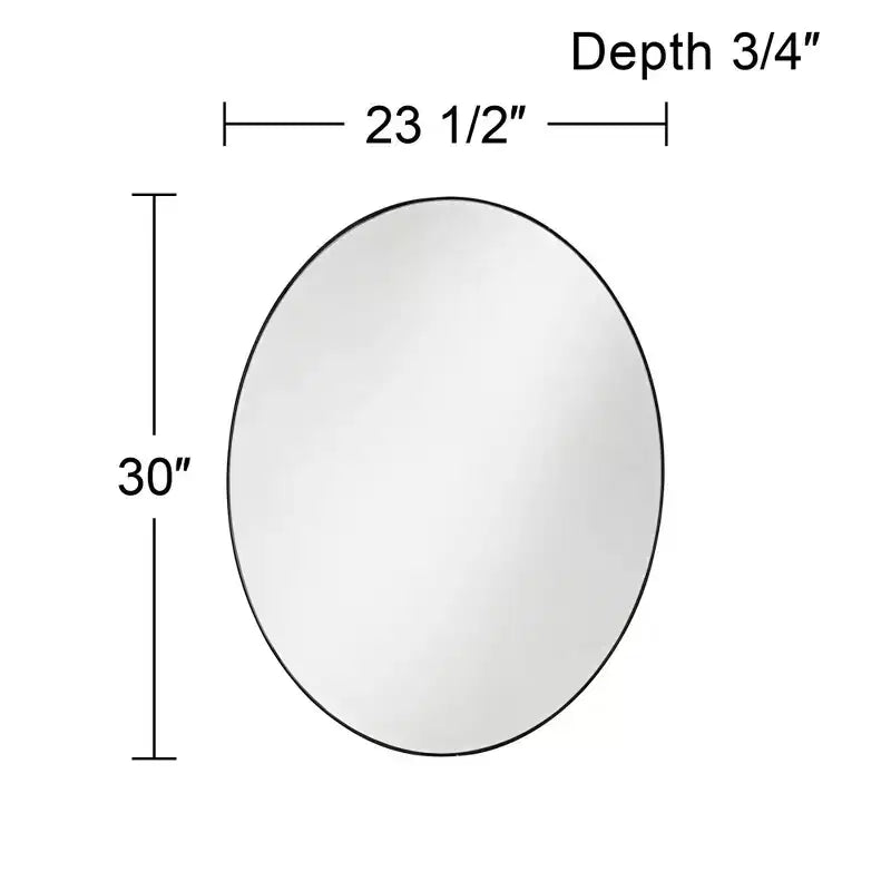 Noble Park Miroir mural décoratif de courtoisie Aryn Oval, cadre en métal noir mat moderne de 59,7 cm de large pour salle de bain, chambre, salon, bureau, entrée